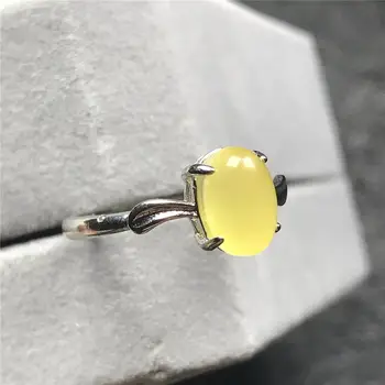 

9x6mm 100% Natural Yellow Amber Ring Jewelry For Woman Lady Man Crystal Silver Oval Beads Gemstone Adjustable Finger Ring AAAAA