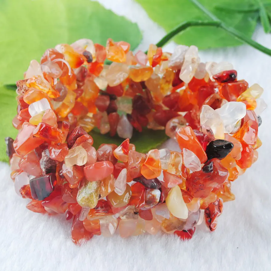 WOJIAER красные Агаты бусины из каменной крошки эластичный браслет с камнями 7 дюймов ювелирные изделия PH230