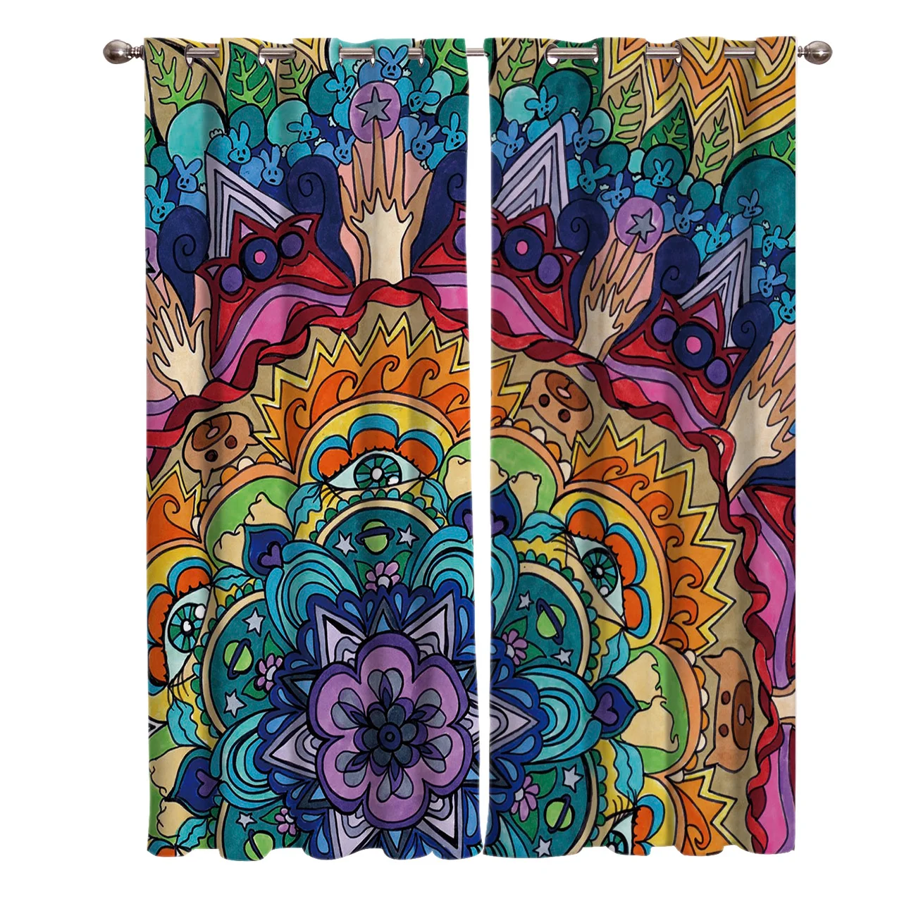 

Colorful Mandala Abstract Pattern Room Curtains Window Window Curtains Living Room Bathroom Outdoor Kitchen Indoor Drapes Window