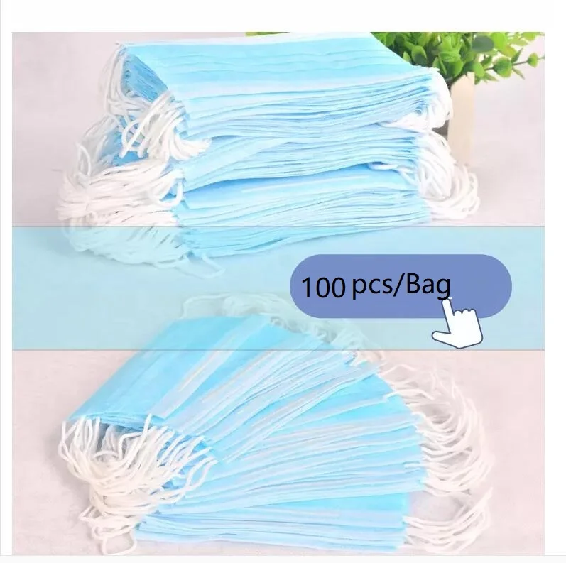 

100pcs protective face Mask Quickly Delivery Disposable Face Mask Respirator Dust Pollution Face Mask