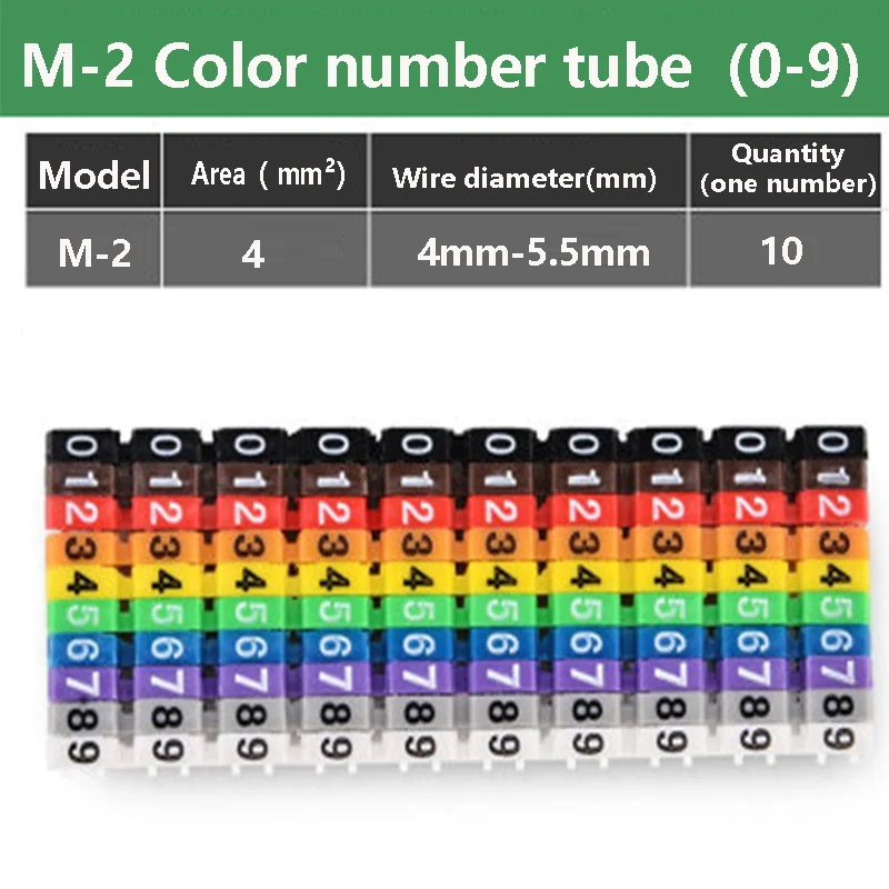 Цветная Кнопка Тип цифровой номер линии номер трубопровода код трубки 1,5 4 6 номер провода метка сетевой кабель этикетка трубка - Цвет: M-2