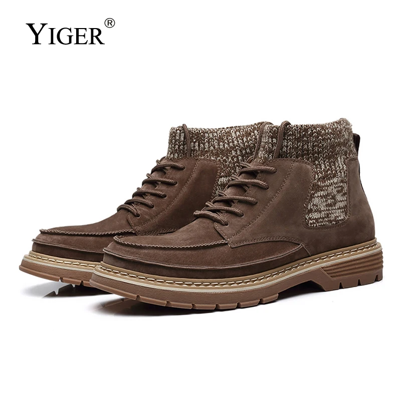 YIGER/Новые мужские повседневные сапоги рабочие осенний тренд Нескользящие носки