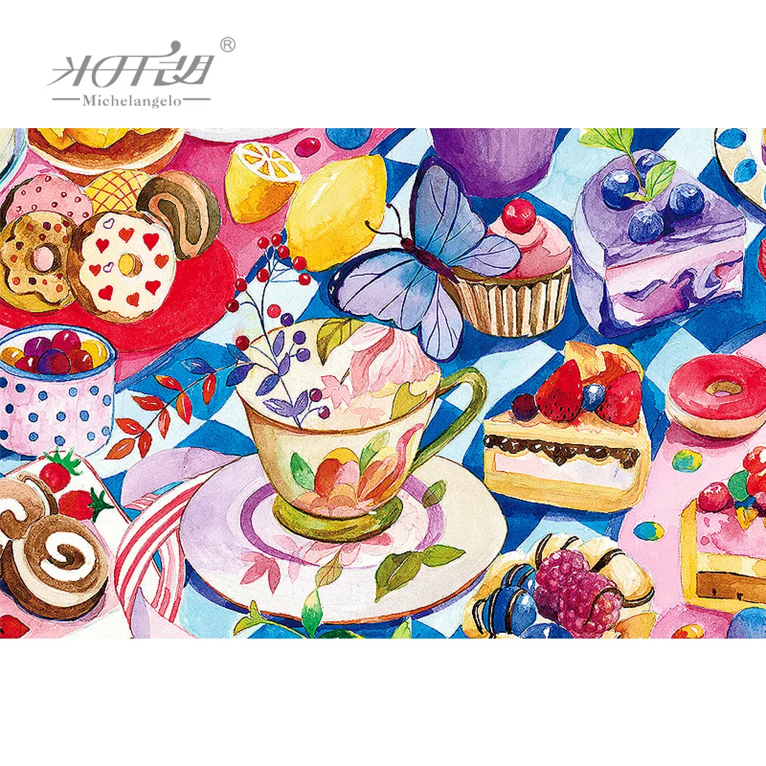 Michelangelo Wooden Jigsaw Puzzles 500 1000 1500 2000 Pieces My Little Cake Sweet Dessert Cartoon Educational Toy Painting Decor 4