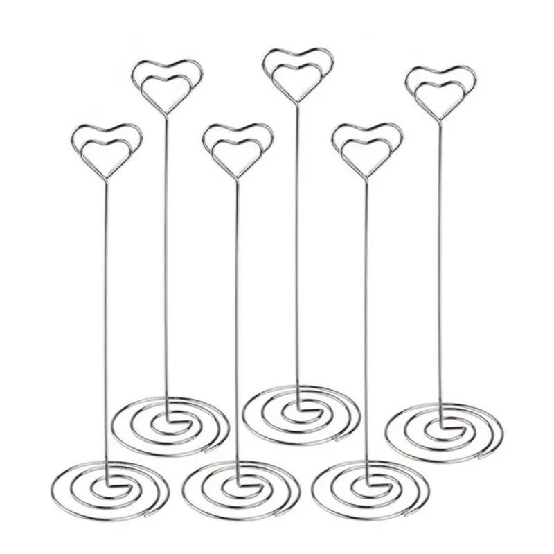 

10pcs 8.6 Inch Tall Place Card Holders Heart Shape Table Number Holder Stands Picture Photo Note Memo Clip for Wedding