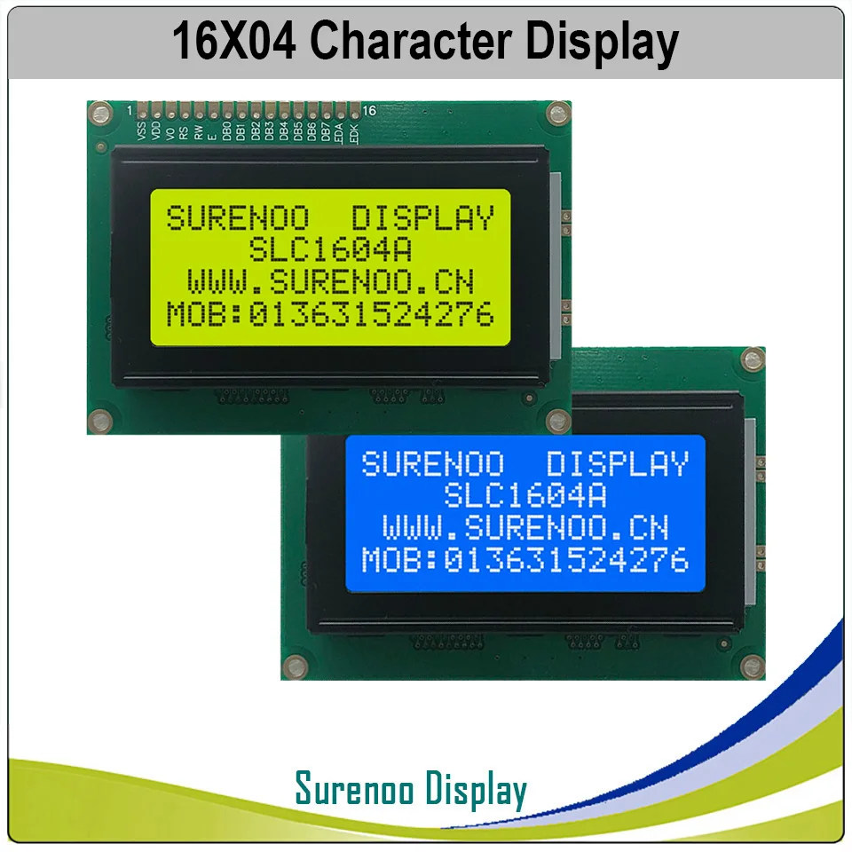 

1604 16X4 164 Character LCD Module Display Screen LCM Yellow Green Blue with LED Backlight Build-in SPLC780D Controller