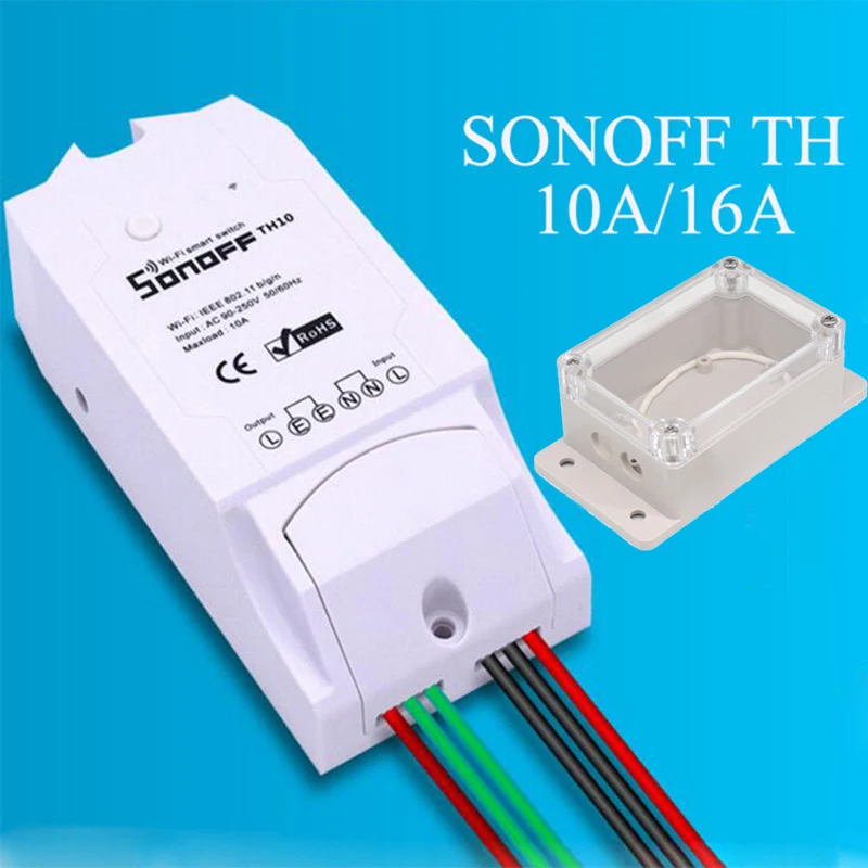 Интеллектуальный выключатель света Sonoff WiFi умный переключатель Sonoff TH16 TH10 умный дом 10A/16A Температура контроля влажности дистанционного Управление; «сделай сам»