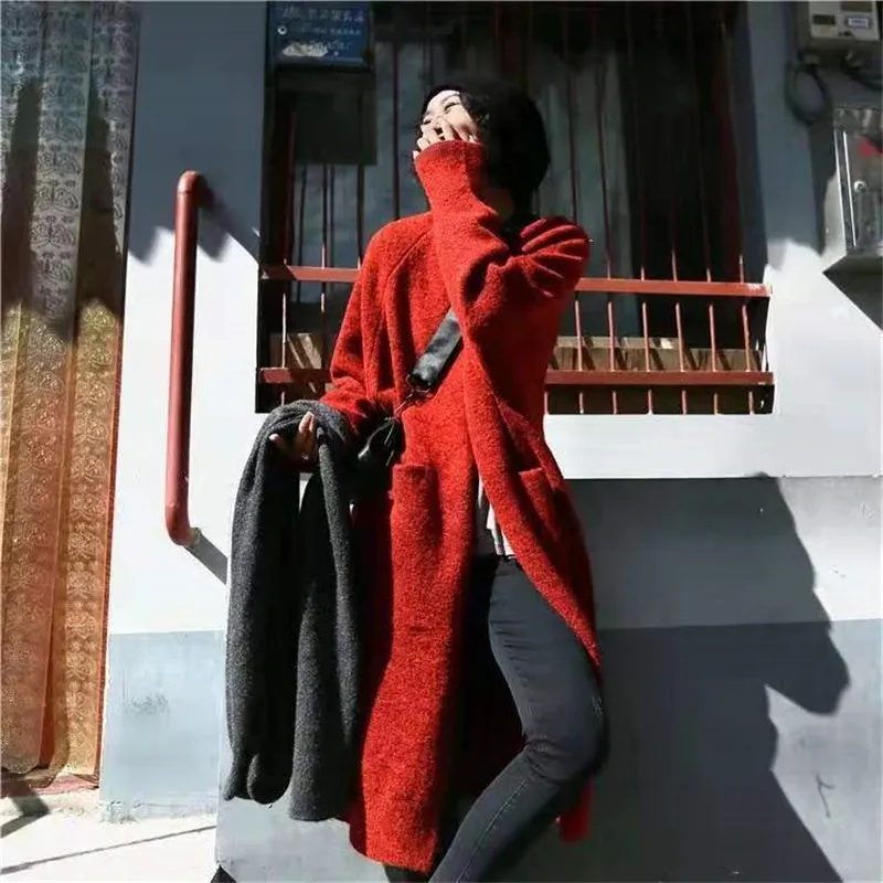 Женский модный Повседневный свитер с рукавом-фонариком, пальто из искусственного меха, удобные вязаные кардиганы для женщин на осень и зиму, Новинка