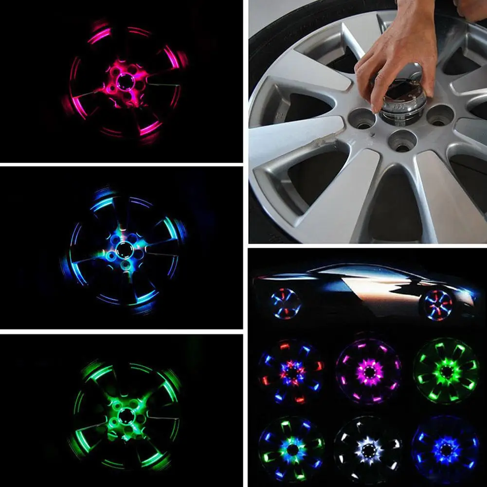 

HiMISS Fashion Attractive 4 Modes 12 LEDs Car Auto Solar Power Saving Flash Wheel Light Decor