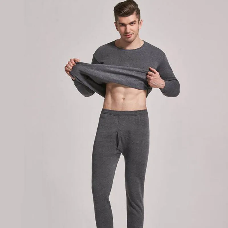 Стиль термобелье наборы для мужчин зимнее термобелье Длинная зимняя одежда мужская Толстая термобелье - Цвет: Dark Grey