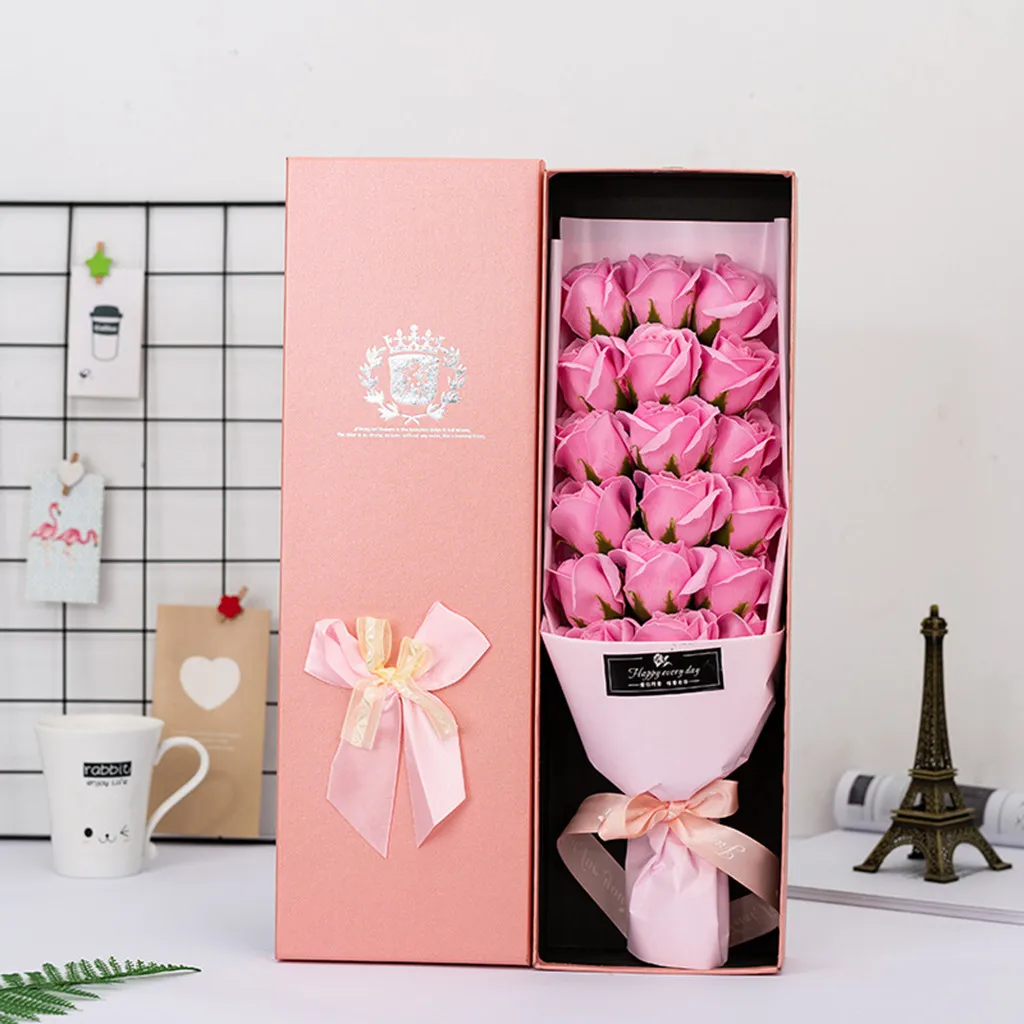 18pcs/set Romantic Rose Soap Flower Heads Artificial Flowers Bathing Petals Box For Valentine's Day Wedding Decoration Gift#NG