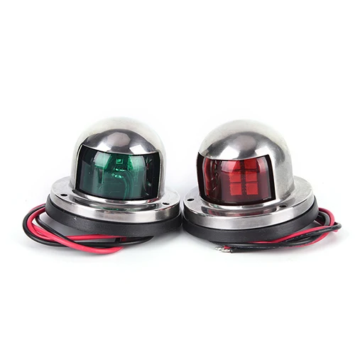 1 Pair Stainless Steel 12V LED Bow Navigation Light Sailing Indicator Light for Marine Boat Yacht