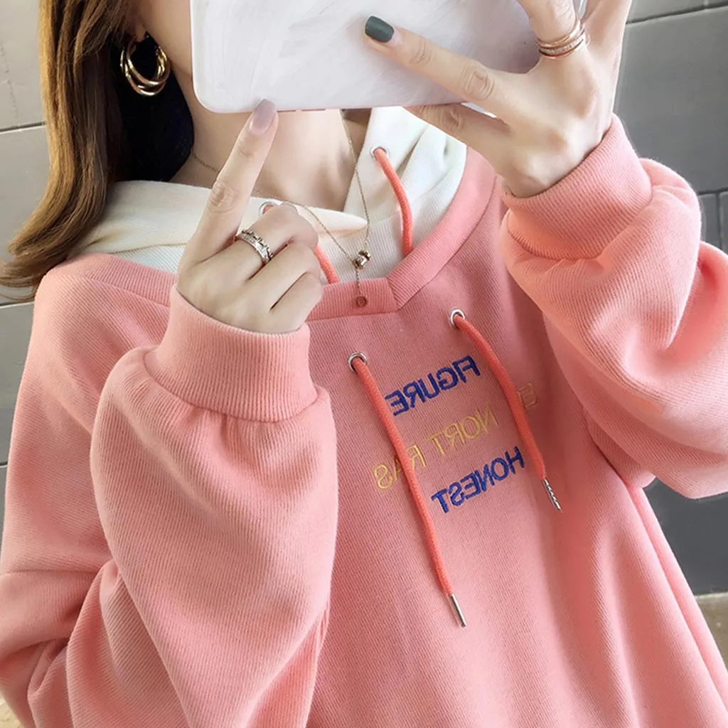 Большие размеры 3xl толстовки женские зимние Kpop с длинным рукавом Толстовка уличная Лоскутная с буквенным принтом толстовка с капюшоном Повседневная Женская толстовка