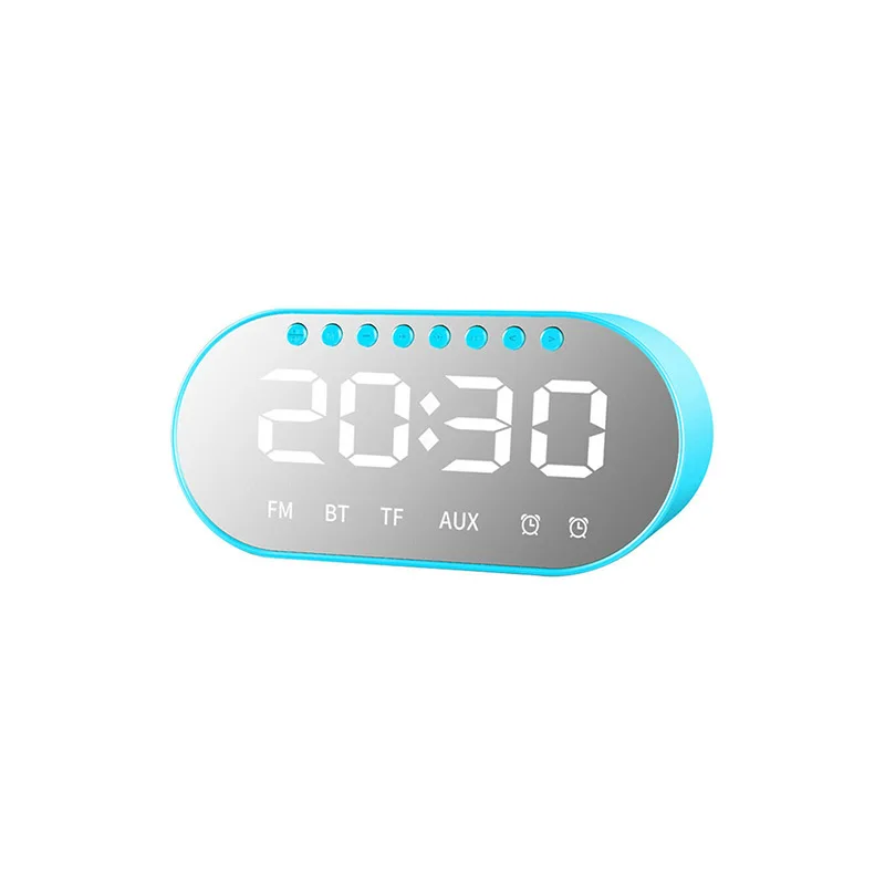 2 в 1 портативный Bluetooth динамик зеркальный будильник супер бас беспроводной стерео перезаряжаемый динамик s поддержка TF AUX для телефона - Цвет: blue