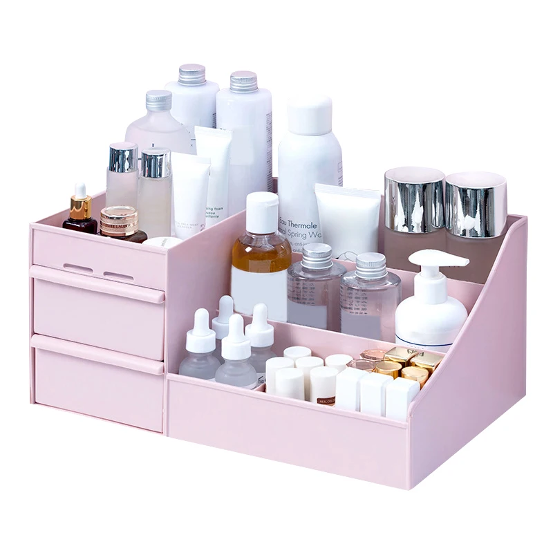 Pink S Пластиковый Настольный косметический Органайзер для косметики, коробка для хранения ювелирных изделий, контейнер для лака для ногтей с ящиками J99Store - Цвет: Pink S