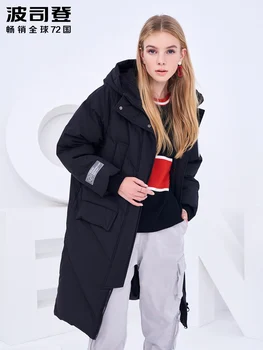 

BOSIDENG winter down jacket women down coat warm thicken outwear female clothing PVC translucent sleeve icon B80142596DS
