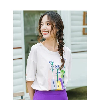 

INMAN 2020 Summer New Arrival Dropped-shoulder Sleeve Loose Personality Printed Leisure T-shirt