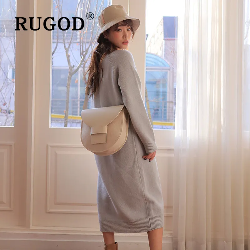 RUGOD корейский кашемировый длинный кардиган женский элегантный однослойный однотонный Повседневный пальто женский модный вязаный свитер осень-зима