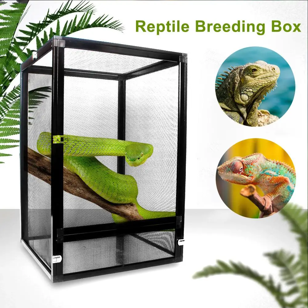 B Blesiya Pet Reptile Acrylic Terrarium Feeding Tank Insect Snake Spiders Breeding Box Transparent Cage Case House M