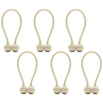 

Curtain Tiebacks netic Holder (6 Pcs ) - the Most Convenient Drape Tie Backs, Rope Clips (Beige)