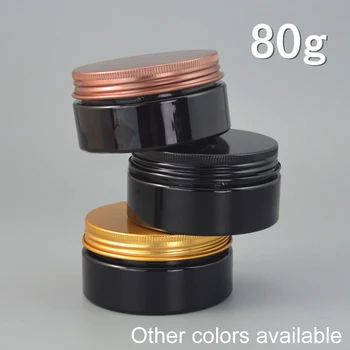 

Black 80g Plastic jar Empty Cosmetic Cream Bottle Refillable Facial Mask Powder Packaging Avoid Light Container Free Shipping