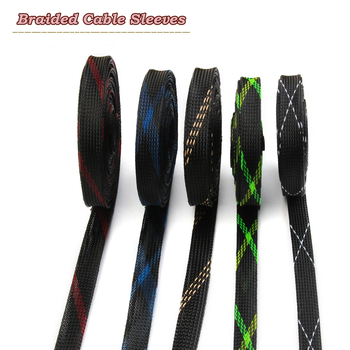 Guaina A Treccia Da 5M Intrecciata In Pet Espandibile Gestione Della Linea Automatica Isolata Manicotto Del Cavo Guaina Protettiva Per Tubo Avvolgente