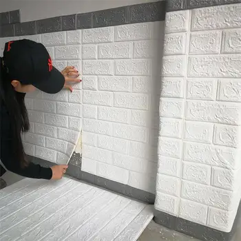 

10pcs 3D Wall Stickers Brick Wallpaper Living Room Waterproof Background Wall Sticker 3d Stereo Wallpaper Decoration