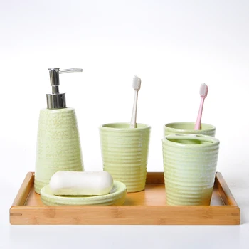 

European Ceramic Sanitary Ware Five Pieces Set Minimalistic Creative Pastoral Wash Kits Toilet