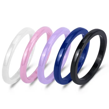 

2020 Ceramic Ring Simple Fashion Inside and Outside Arc Board Five Color Couple Ring