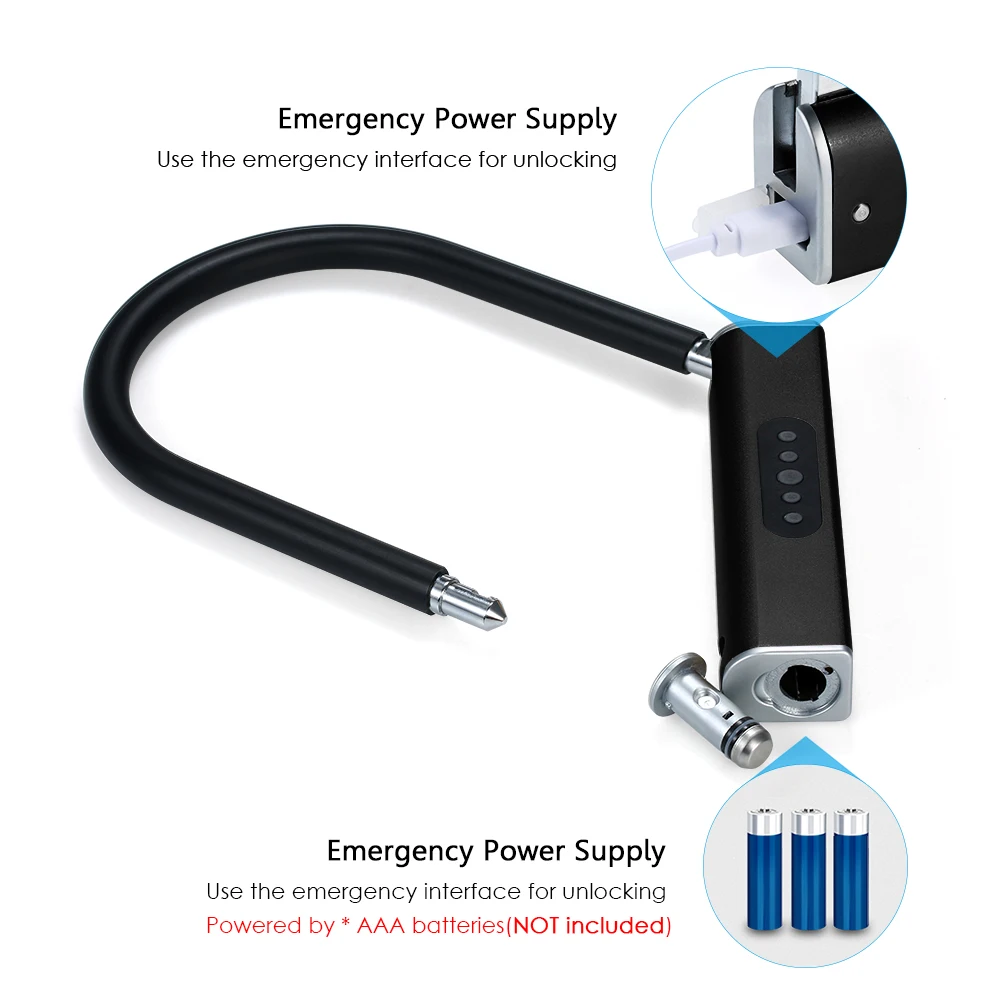 

New Battery Operated BT Smart Keyless U-Type Door Lock APP / Keyboard Password Unlock Anti-Theft Padlock for Bicycles Motorcycle