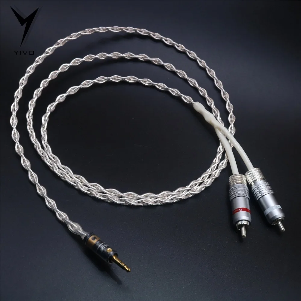 2 RCA to 3 5mm stereo plug Hi end HIFI OFC pure copper Headphone Earphone Extension Audio Wire Cord Aux Cable Cables