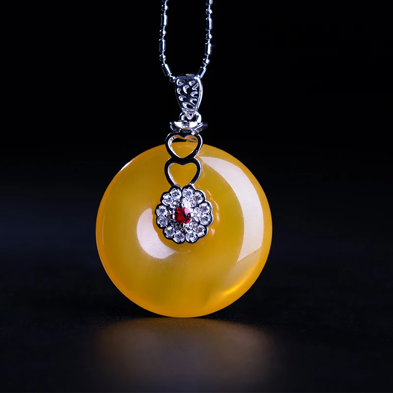Xinjiang Hetian jade спокойные пуговицы цветы девушки Baitie Девушки Мода украшения на шею