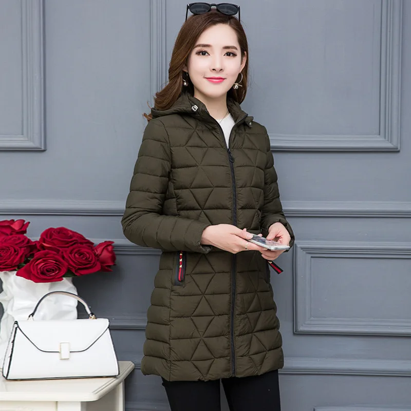 

2019 Winter New Style Large Size Dress-Style Slim Fit Slimming Thin down Jacket Cotton-padded Clothes Mid-length Warm Cotton-pad
