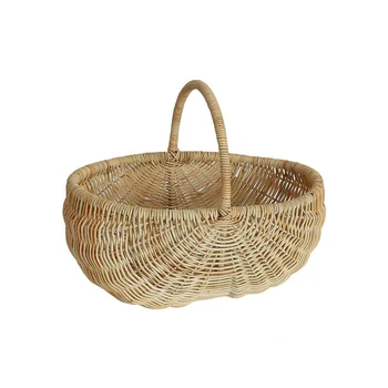

Imported rattan oval shopping basket handle storage basket bread basket picnic fruit basket