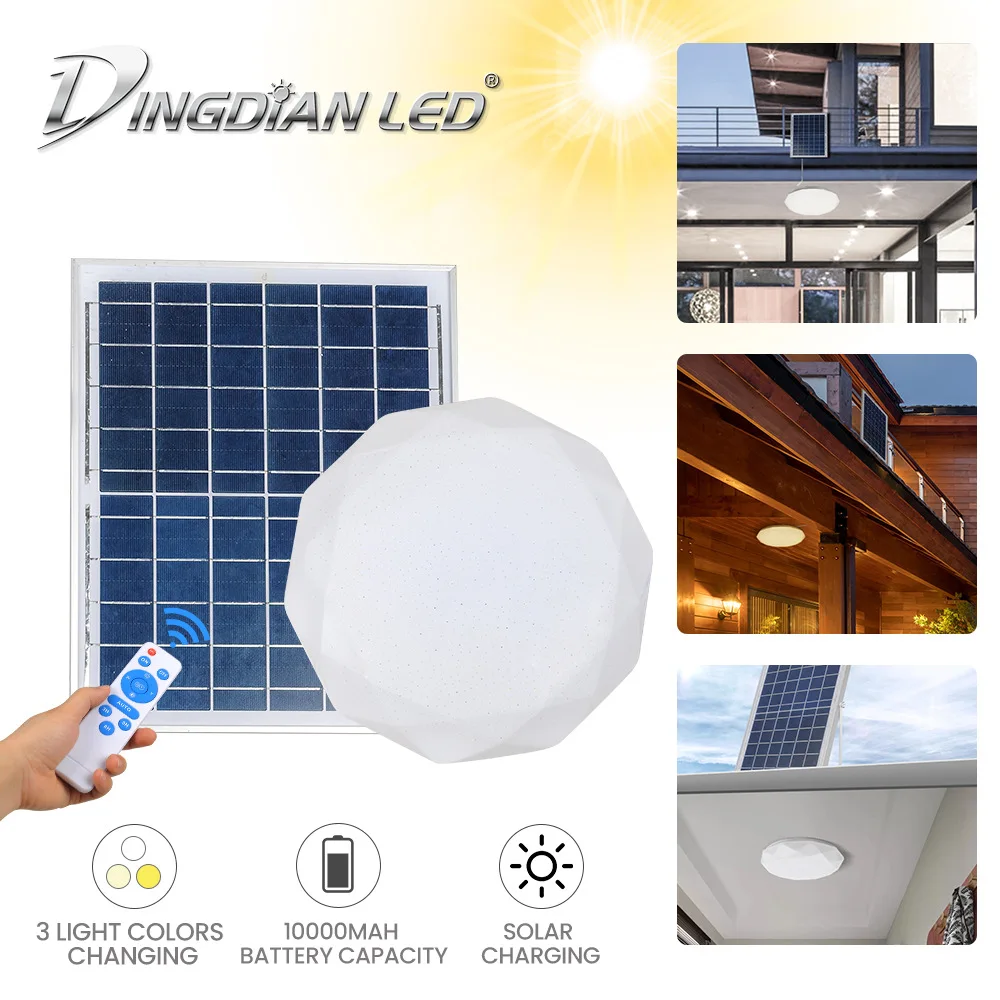 30W solar lamp bedroom ceiling lamp living room balcony corridor lighting three-color dimming with remote control household office ceiling fan 600 aluminum gusset remote control fan three speed gypsum board ceiling fan