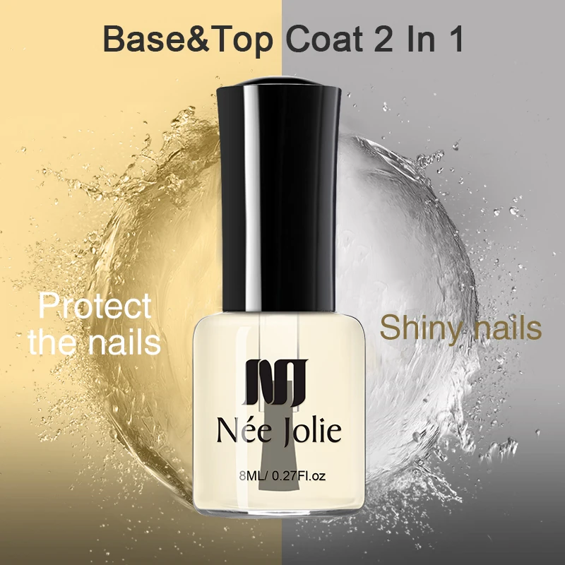 

NEE JOLIE 8ML Nails Protector Oil Matte Top Oil 3.5ML 7.5ML 2-in-1 Base Top Coat For Nail Art Polish Varnish Fast Dry