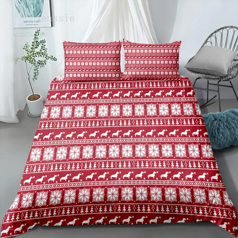 

New Christmas Snowflakes Home Bedding Set 2/3pcs Duvet Cover Set Bedlinen Bedclothes Adult Geometric Comforter Cover Set