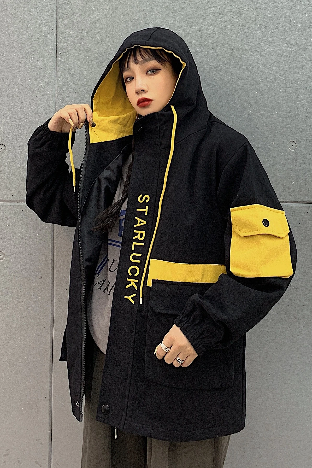 Neploe Harajuku, зимняя Корейская Куртка карго для женщин и мужчин, винтажное повседневное пальто с капюшоном,, с надписью, хит, цвет, стиль сафари, куртки 55759