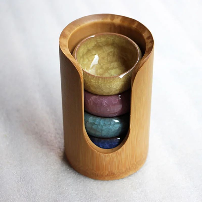 

Bamboo Joint Small Glass Cage Japanese Style Bamboo Basket Tea Cup Storage Container Cup Storage Box Kung Fu Tea Set Tea Ceremon