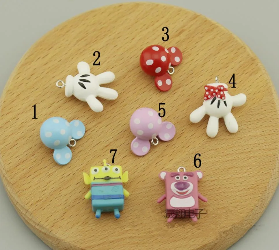 3D Resin Kawaii cartoon Mickey Artificial Resin earrings keychain pendant DIY accessories