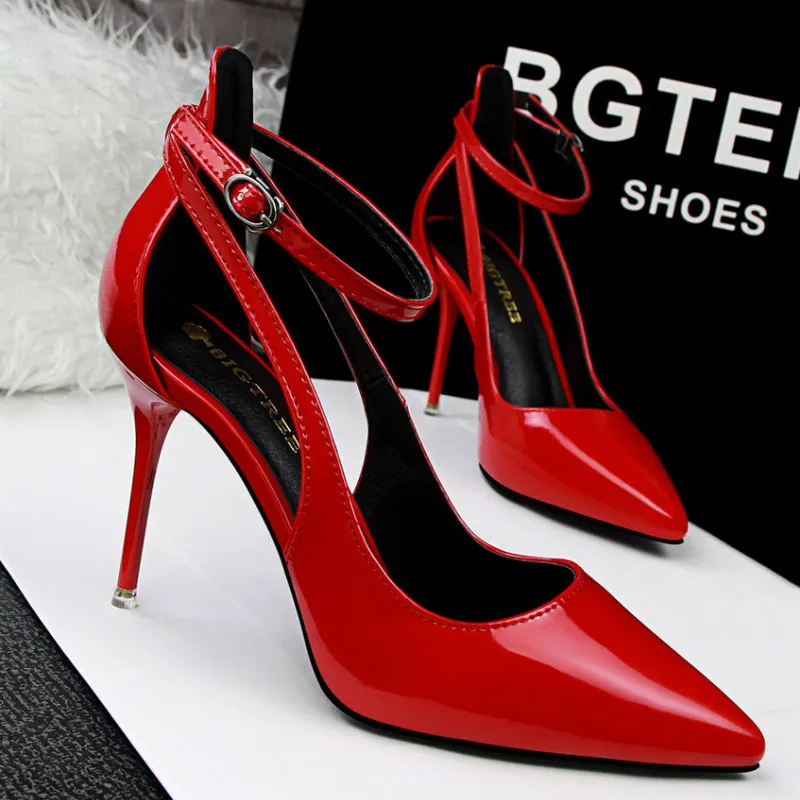 

Summer new fashion simple women shoes high-heeled shoes with thin heels shallow mouth pointed word with hollow single shoes
