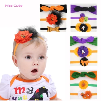 

3 Pcs/set Halloween Headband For Girls Baby Elastic Hairband Ghost Hair Accessories Handmade Halloween Headdress Party Dress Up