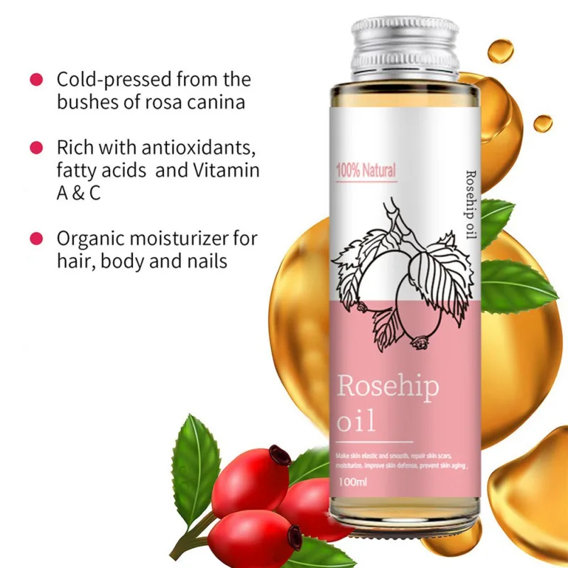 100ml Rosehip Oil Body Massage Serum Essence Pure Natural Moisturizing