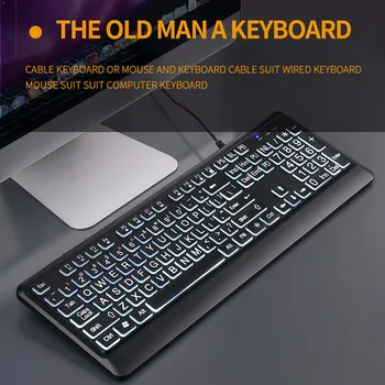 

20# Elderly Keyboard Deluxe Backlit Keyboard Wired Keyboard For Office Desks Workstations Black Клавиатура Механическая