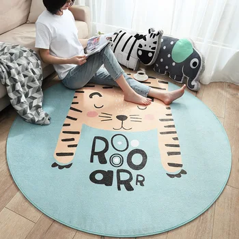

Cute Animal Cartoon Round Large Carpet Home Living Room Children Climbing Mat Bedroom Bedside Cover