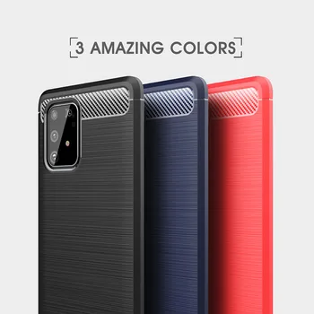 

200pcs/lot Business Phone Case For Samsung Galaxy A91 A81 M80S M60S S10 Plus S10e Note 10 Lite Carbon Fiber Brushed TPU Cover