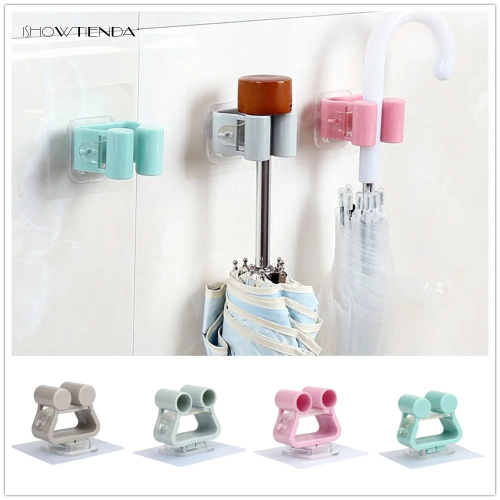 

Mop Holder Rack Wall-Mounted Type Storage Organizer Sundries Brush Broom Umbrella Hanger Hook Racks Bathroom Kitchen Tool