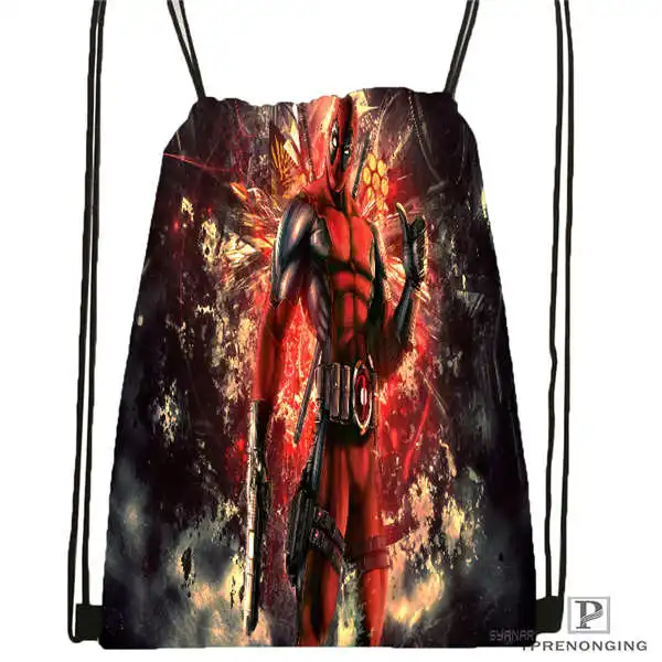 Drawstring Backpack Custom Marvell_ deadpool_movie-походная сумка на шнурке, милый рюкзак для детей(черная спинка) 31x40 см#2018612-02-11 - Цвет: Drawstring Backpack