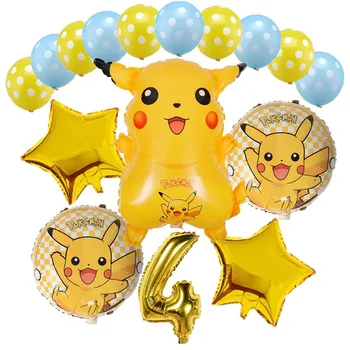 

16Pcs/lot 30 inch Number Balloon Cartoon Pokemon Pikachu Foil Balloons 1 2 3 4 5 6 7 8st Children Birthday Party toys Decoration