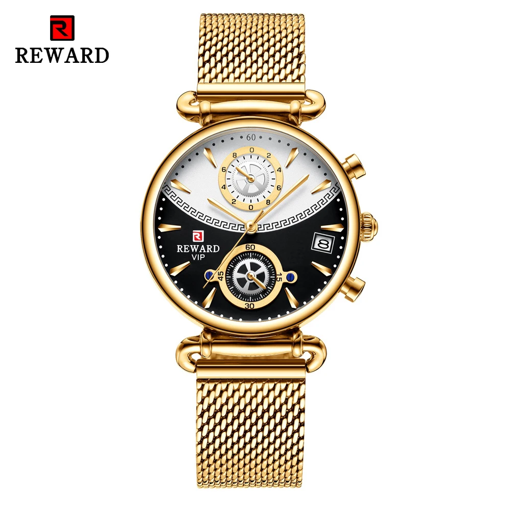 Наградные женские часы, модные женские часы из розового золота, Бизнес Кварцевые часы, женские водонепроницаемые наручные часы из нержавеющей стали, Relogio - Цвет: Gold