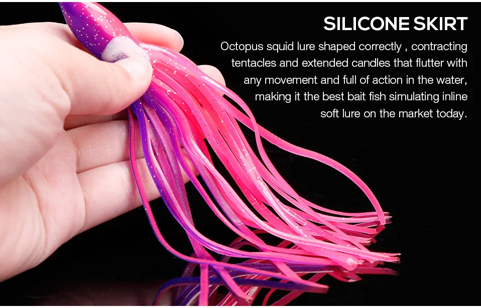 TREHOOK 5pcsLot 15cm Luminous Squid Skirts Soft Lure Big Octopus Sea Fishing Lures Wobblers Silicone Bait For Fishing Jig Head 015